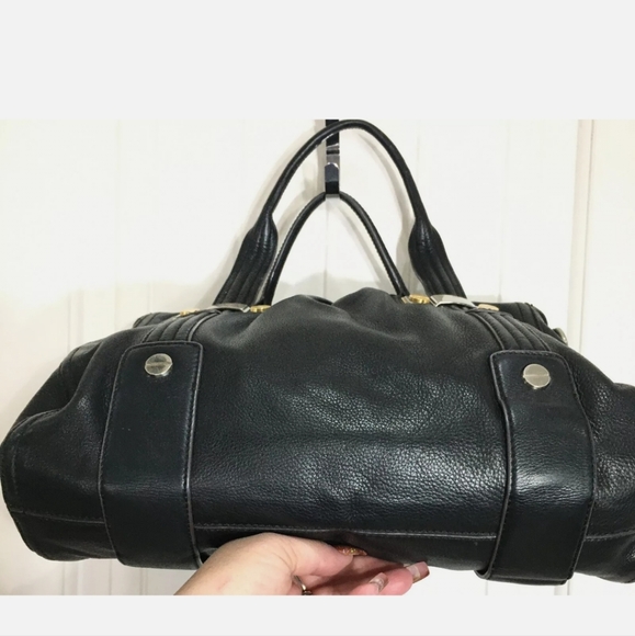 B. Makowsky Handbag Women's Large Black Soft Leather Double Handle Satchel - Picture 6 of 7